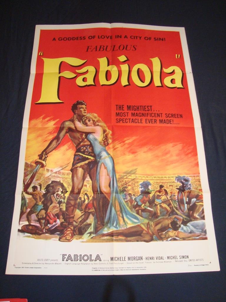FABIOLA (1951) - US One Sheet Movie Poster - Folded. Fair to Good