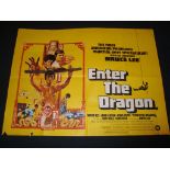 ENTER THE DRAGON (1973) Bruce Lee - UK Quad Film Poster - Censored - nunchuck covered in black