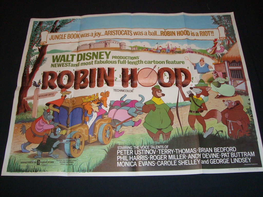 DISNEY'S ROBIN HOOD (1973) - UK Quad Film Poster -Folded. Fine