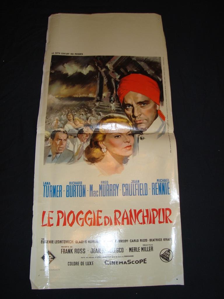 LE PIOGGIE DI RANCHIPUR (1950s) Italian Locadina Film Poster - Folded. Fair
