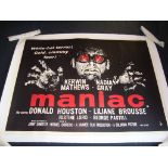 MANIAC (1980) - UK Quad Film Poster - Rolled. Linen Backed - Good