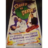 SCARED TO DEATH (1947) Bela Lugosi - US 3 Sheet Movie Poster - Folded. Fair to Good some graffiti to