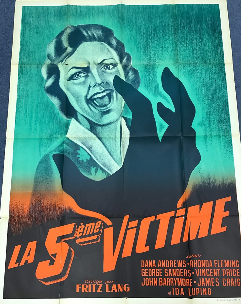 LA 5 EME VICTIME - 'WHILE THE CITY SLEEPS' (1956) - 45" x 62" (114.5 x 157.5) - French Grande