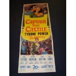 CAPTAIN FROM CASTILE (1947) - US Insert Movie Poster - Folded. Fair