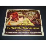 THE RAINS OF RANCHIPUR (1955)- Lana Turner and Richard Burton - US Half Sheet Movie Poster - Folded.