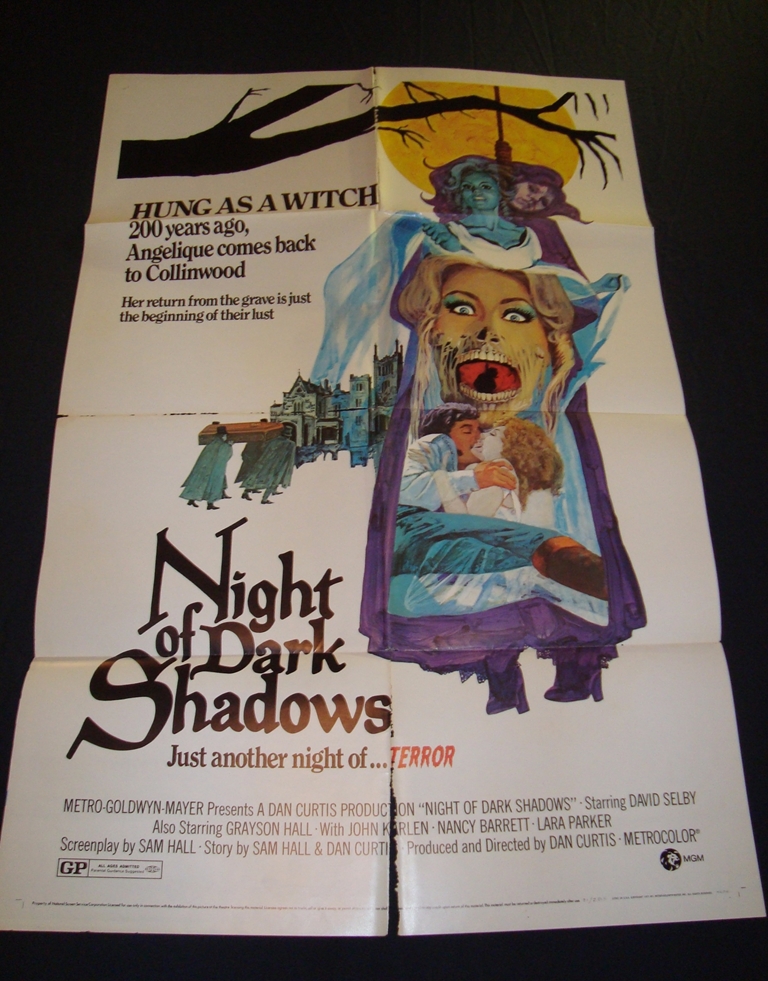 NIGHT OF DARK SHADOWS (1971) - US One Sheet Movie Poster - Folded. Fair to Good