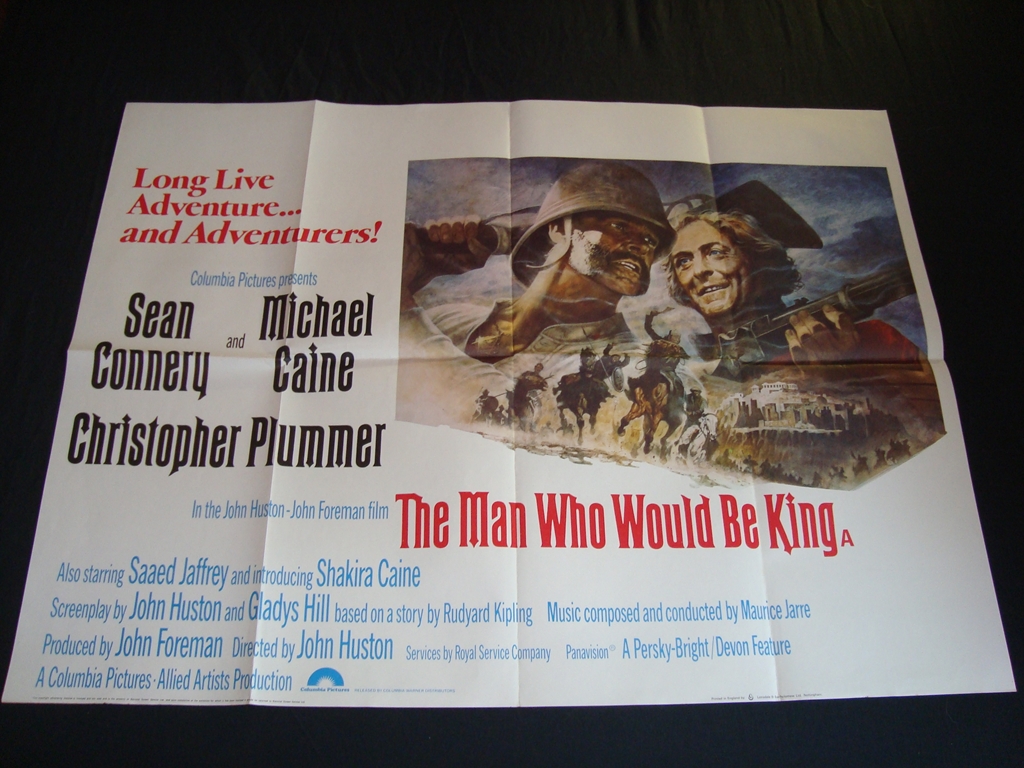 MAN WHO WOULD BE KING (1975) - Sean Connery, Micheal Caine - UK Quad Film Poster - Folded. Fine