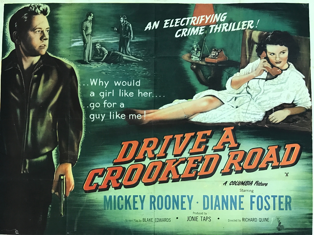 DRIVE A CROOKED ROAD (1954) - 30" x 40" (76 x 101.5 cm) - UK Quad Film Poster - Very Fine minus -