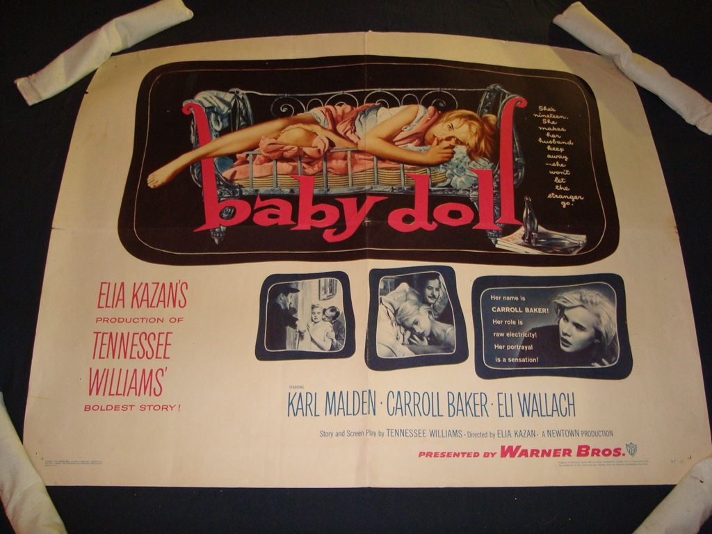 BABY DOLL (1957) - US Half Sheet movie poster. Rolled, previously folded. Fair to Good