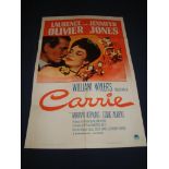 CARRIE (1952) - US One Sheet Movie Poster Style A - Folded. Fair to Good