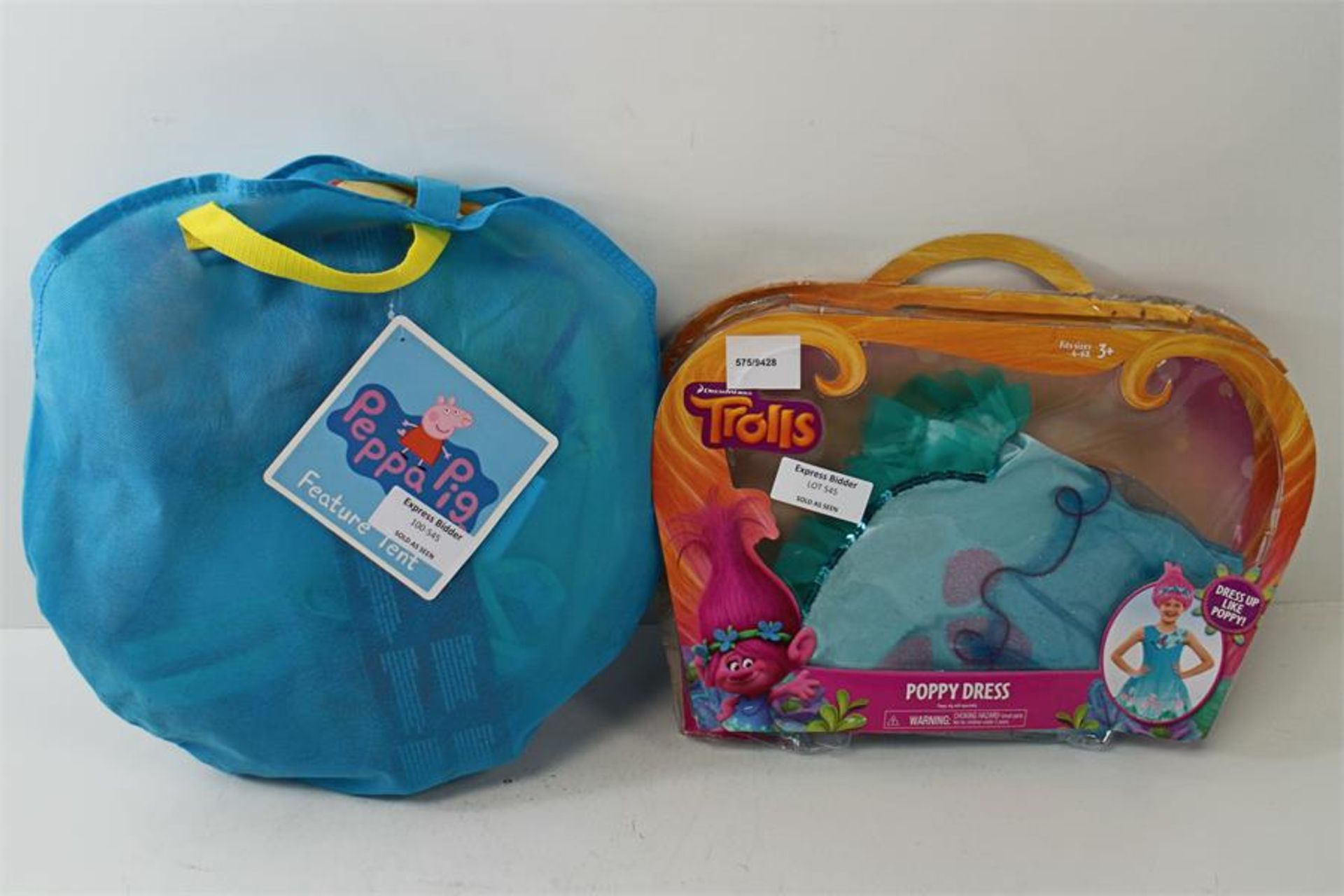 Lot of 2 Items Trolls Boxed Dress Up Set & Peppa Pig House Playtent