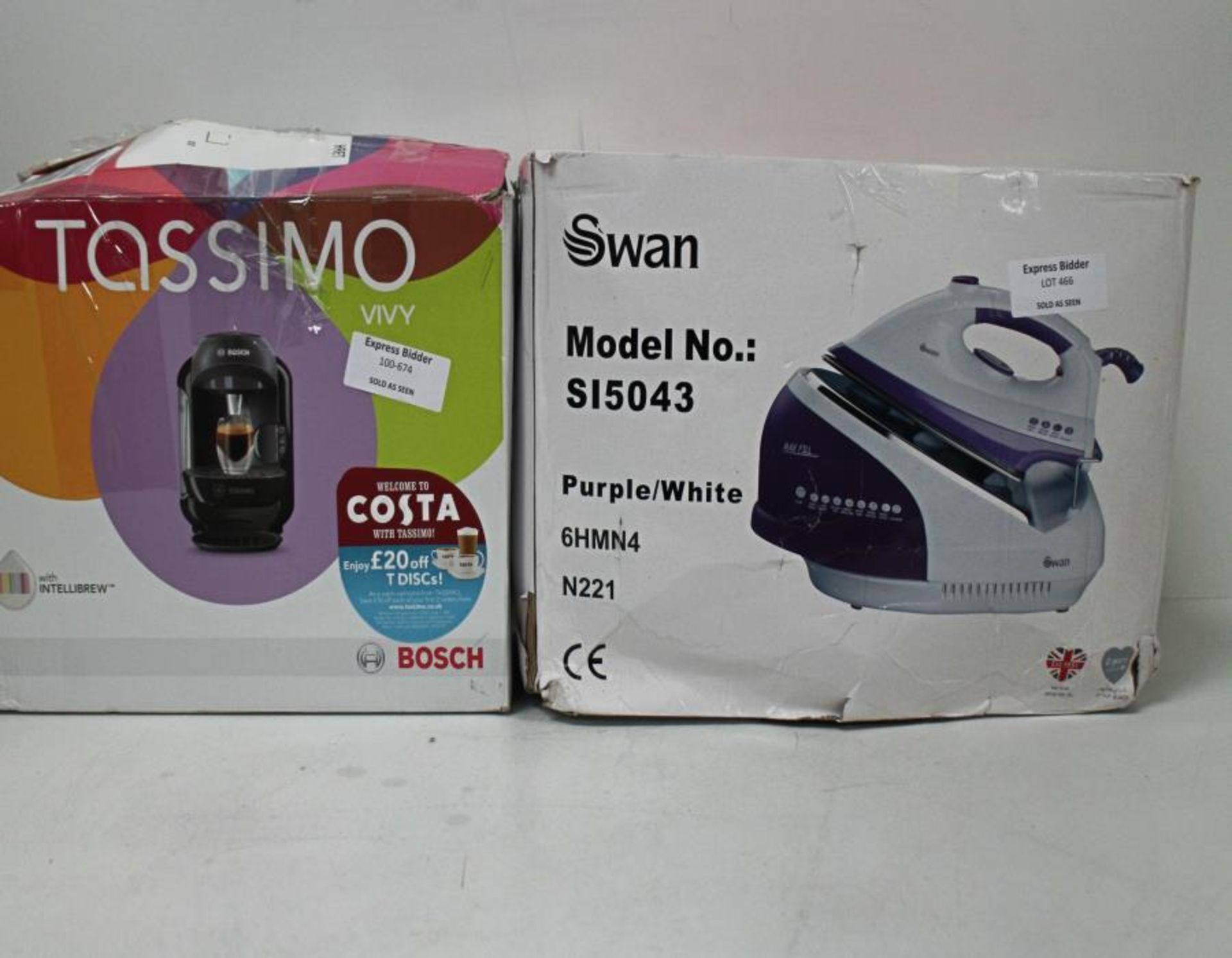 Lot OF 2 Items Swan SI5043 Steam Generator & BOSCH TASSIMO VIVY T12 MULTI MACHINE