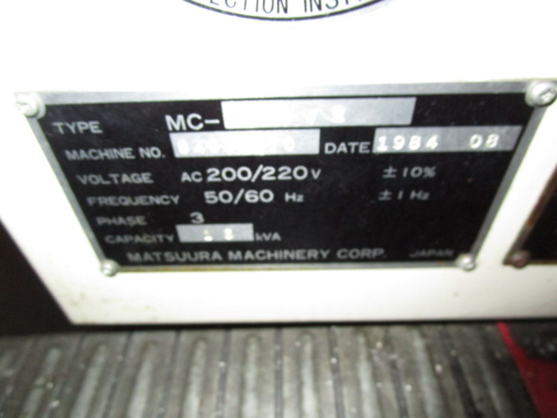 Matsuura MC-500V2 CNC Vertical Machining Center, MFG 1984 08 - Image 9 of 16