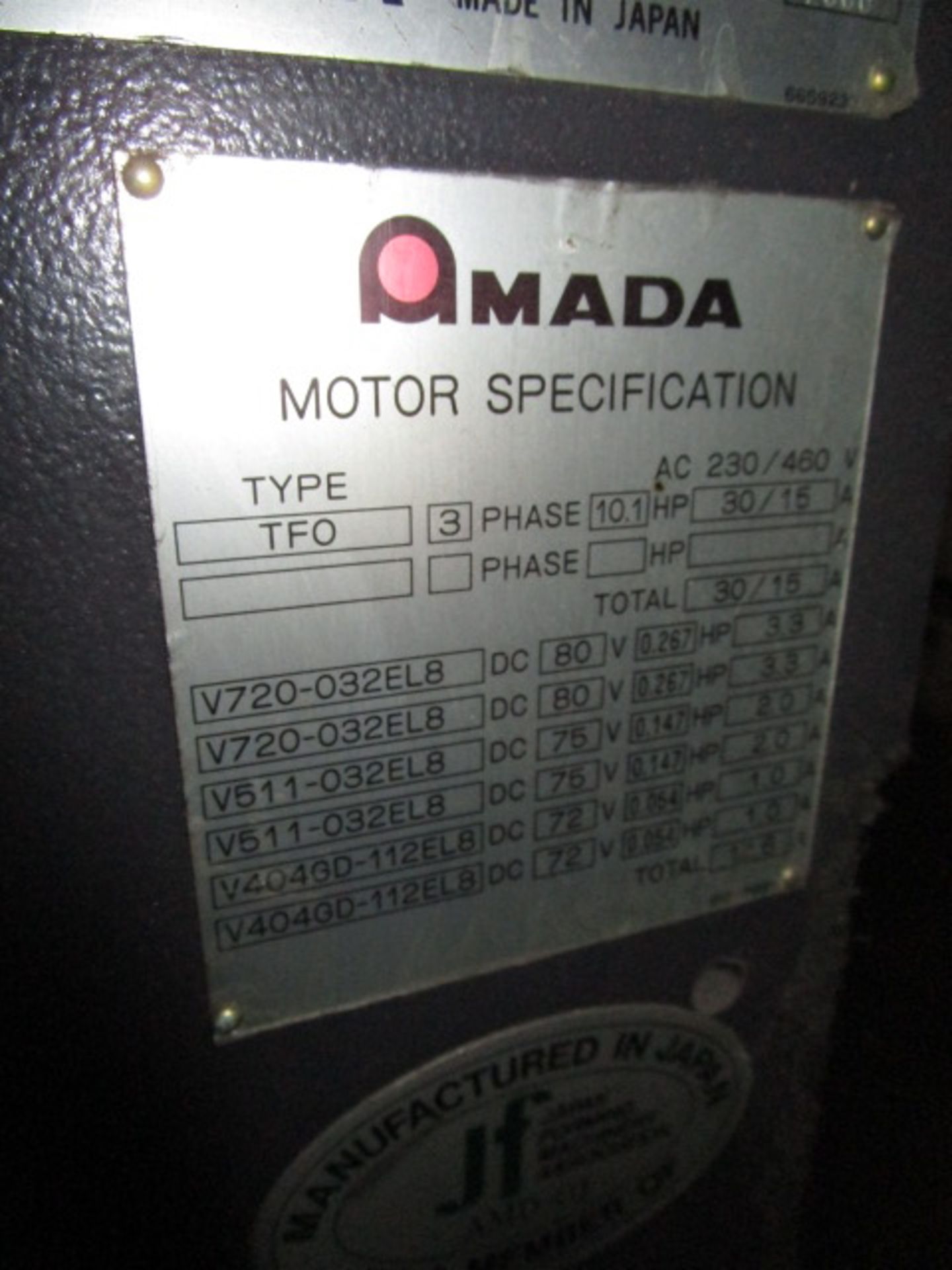 Amada FBD-8025NT Press Brake Machine, Model FBD-8025NT, Serial Number 80250388 - Image 5 of 22