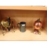 Brass Kettle on stand / Copper egg boiler + Pewter Tankard