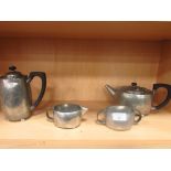 4 Pieces tudric pewter tea set