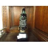 Mexican carved black stone and Malachite inlaid bust signed David Bean