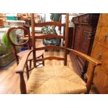 Ladder back wicker seat chair