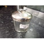 Hall marked silver top glass jar 1900