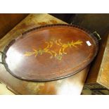 Edwardian inlaid oval tea tray a/f