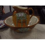 Minton sesessionist jug and basin repair to top and hairline crack in base