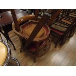 2 wooden round back chairs