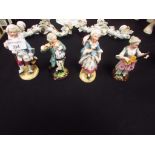 2 pairs of 19thC Continental porcelain figures