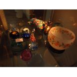 Glass paper weights + other items