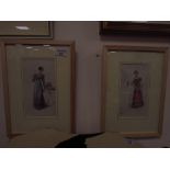Pair of framed Victorian fashion plates