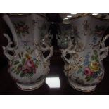 Pair 2 handled vases (one a/f)