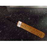 Extra Special England First Test 1953 souvenir miniature cricket bat