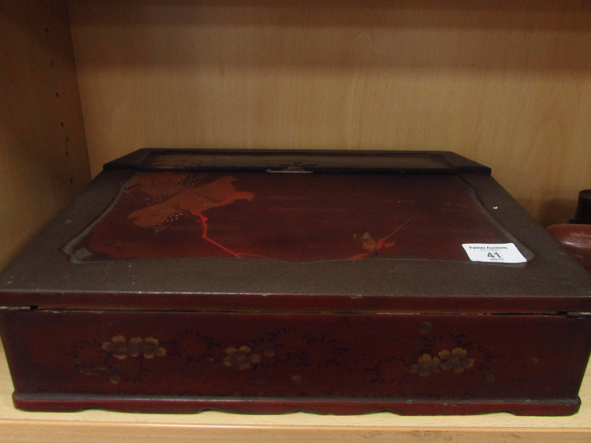 19thC Japanese lacquered writing slopw