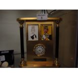 Gilt/brass presentation clock celebrating 65th birthday Sultan of Brunei