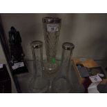 3 silver mounted cut glass vases