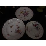 Berlin floral painted plated, Royal Worcester plate and Dresden plate