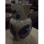 18thC blue and white transfer decorated balustre jug