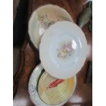 Royal Worcester plate, pair Crown Devon plates + 2 Royal Doulton dishes