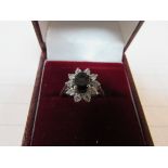 925 silver black & multi-stone flower ring