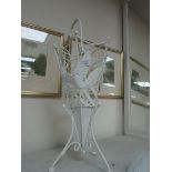 White wrought iron umbrella stand