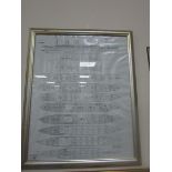 Framed plans of Titanic