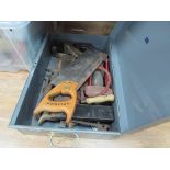 Metal tool box containing planes