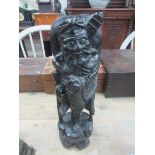 Chinese carved wood silver stringing figure