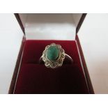 925 silver green & multi-stone ring