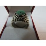 Silver ring green stone