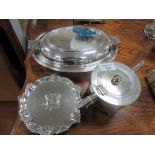 Art Deco plated tea-pot / Entree dish + card tray