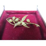 Mixed 15ct + 18ct gold seed pearl brooch