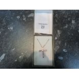 925 silver cross and chain 'pink stone'