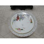 Berlin floral painted plate, Royal Worcester plate + Dresden plate