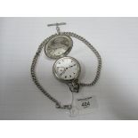 Hall marked silver pocket watch and graduated silver Albert chain