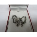 Sterling silver bow brooch